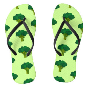 Green Broccoli Vegetable Healthy Eating Veggie Flip Flops