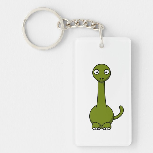 Green Brontosaurus Cartoon Keychain (Front)