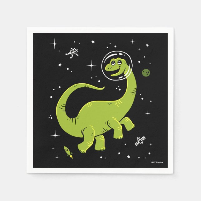 Green Brontosaurus Dinos In Space Napkin (Front)