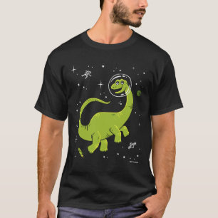 Green Brontosaurus Dinos In Space T-Shirt
