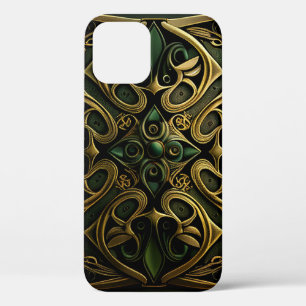 Green Bronze Ornamental Plaid Decoration Pattern iPhone 12 Case