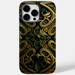 Green Bronze Ornamental Plaid Decoration Pattern Case-Mate iPhone 14 Pro Max Case