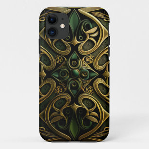 Green Bronze Ornamental Plaid Decoration Pattern iPhone 11 Case