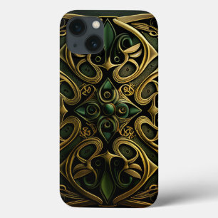 Green Bronze Ornamental Plaid Decoration Pattern iPhone 13 Case