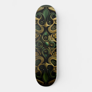 Green Bronze Ornamental Plaid Decoration Pattern Skateboard