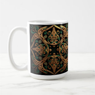 Green Bronze Ornamental Plaid Pattern Decoration Coffee Mug