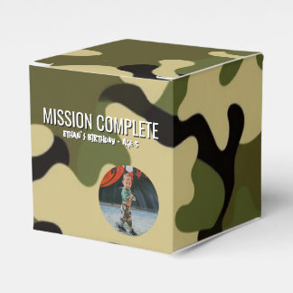 Green, Brown, and Tan Camo Mission Complete Favor Box