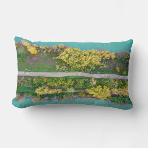 Green, brown, and yellow decor lumbar pillow