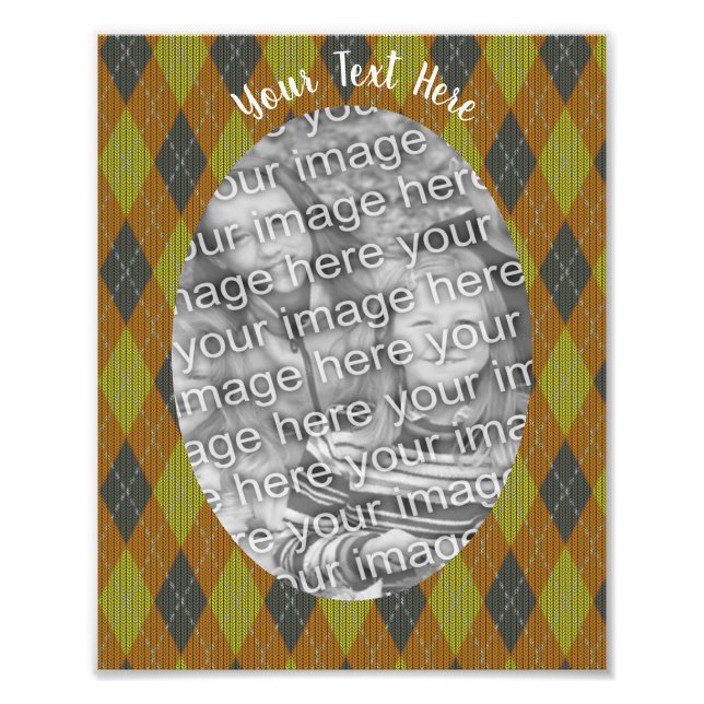 Green Brown Argyle Design Frame Template Photo Pri Print (Front)