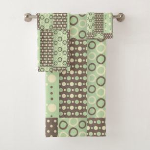 Green Brown Bathroom Towel Sets