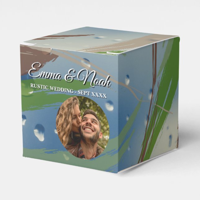 Green, Brown & Beige Brushstrokes Favour Box (Front Side)