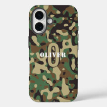 Green Brown Beige Camo Camouflage Monogram Name