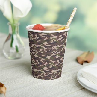 Green, Brown, Black Camouflage Party Style  Paper Cups