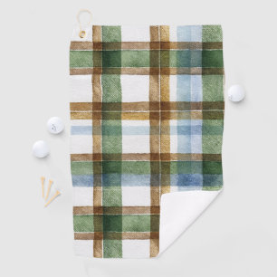 Green Brown Blue Plaid Stripes Golf Towel