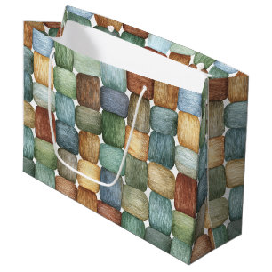 Green Brown Blue Yellow Squares Birthday Large Gift Bag
