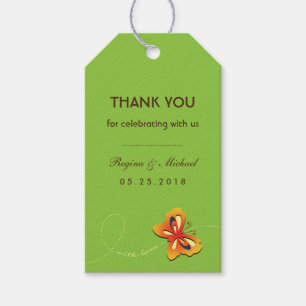 Green Brown Butterfly Wedding Party Favour Gift Ta Tags