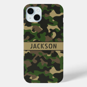 Green Brown Camouflage Personalized iPhone 15 Mini Case