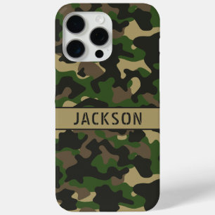 Green Brown Camouflage Personalized iPhone 15 Pro Max Case
