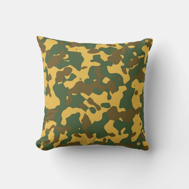 Green Brown Camouflage Throw Pillow (Front)