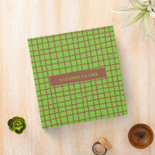 Green Brown Check Pattern Stylish Organization Binder