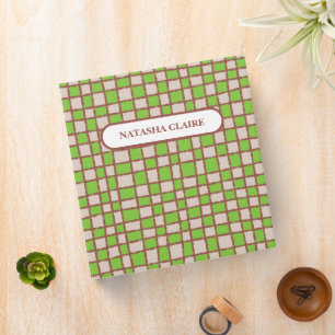 Green Brown Chequered Chequerboard Pattern Binder