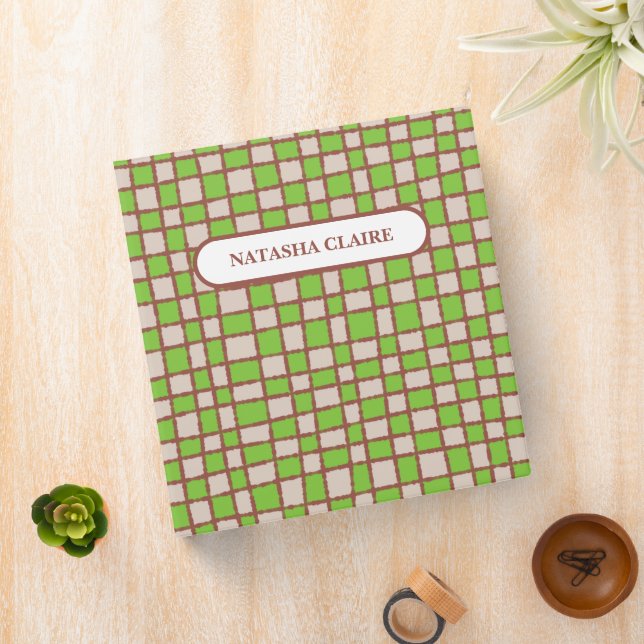 Green Brown Chequered Chequerboard Pattern Binder (In Situ)