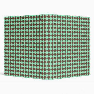 Green Brown Diamond Chequered Pattern Binder