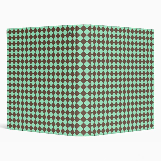 Green Brown Diamond Chequered Pattern Binder (Background)