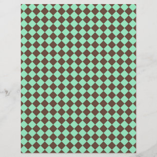 Green Brown Diamond Chequered Pattern Letterhead