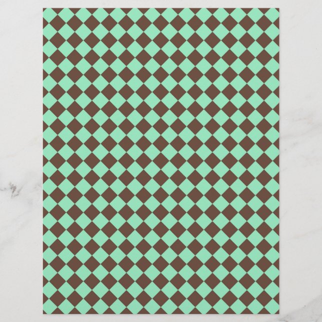 Green Brown Diamond Chequered Pattern Letterhead (Front)