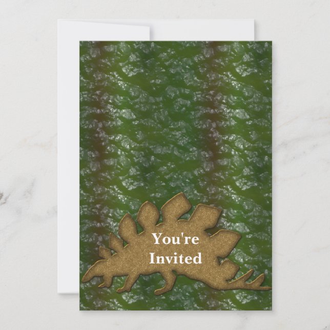 Green & Brown Dinosaur Skin Monogram Invitation (Front)
