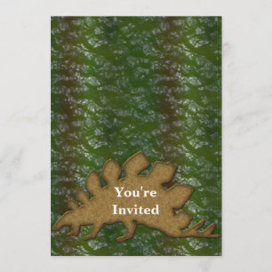 Green & Brown Dinosaur Skin Monogram Invitation