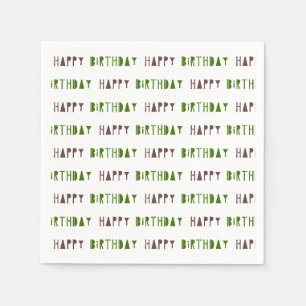 Green & Brown Happy Birthday Party  Napkin