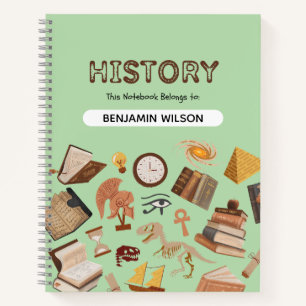Green Brown History Spiral Notebook – Customizabl