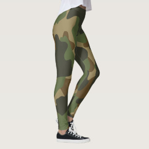Green Brown Khaki Military Nature Camouflage Leggings