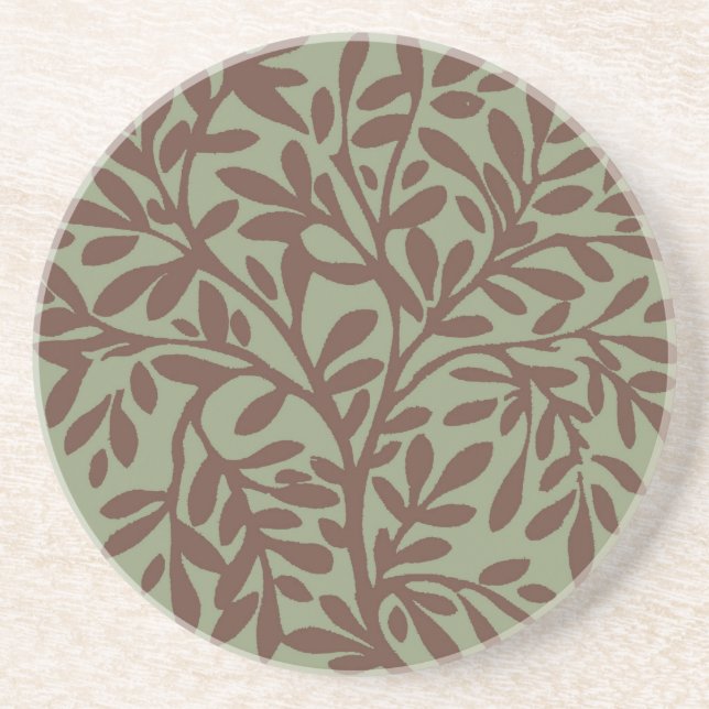 Green & Brown Leafy Stone Coaster (Front)