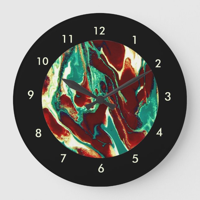 Green Brown Marble Custom Round (Large) Wall Clock (Front)