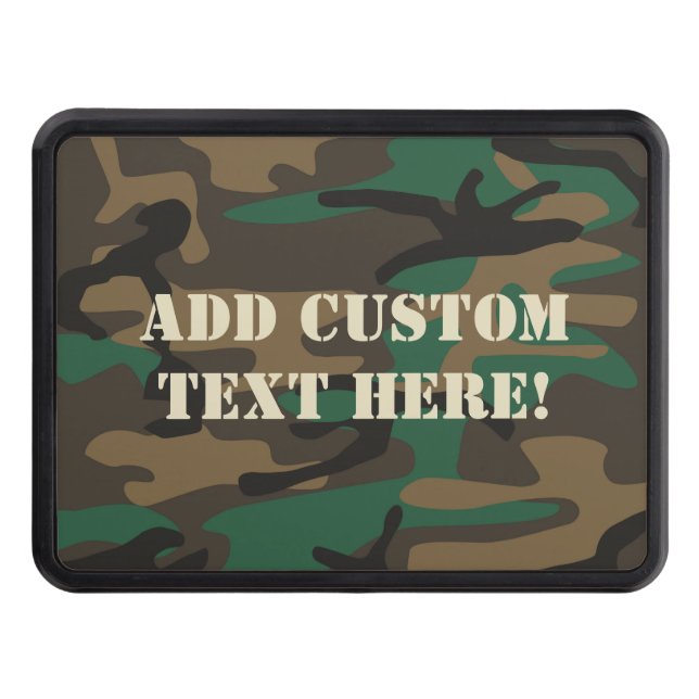 Green Brown Military Camo Camouflage Trailer Hitch Cover (Front)