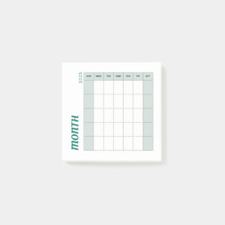 Green & Brown Minimalistic Monthly Planner 2025 Post-it Notes