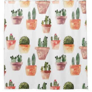 Green Brown Potted Cactus Pattern