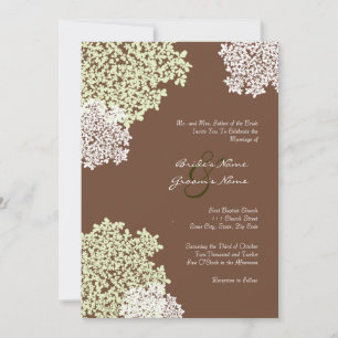 Green & Brown Queen Anne's Lace Wedding Invitation