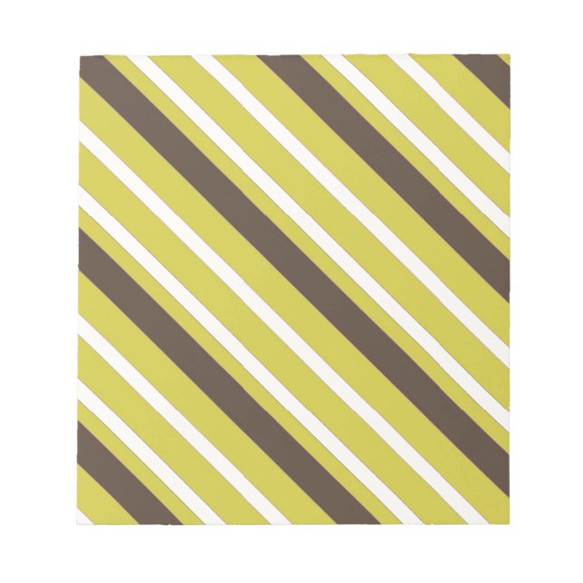 Green Brown Striped Pattern Notepad (Front)