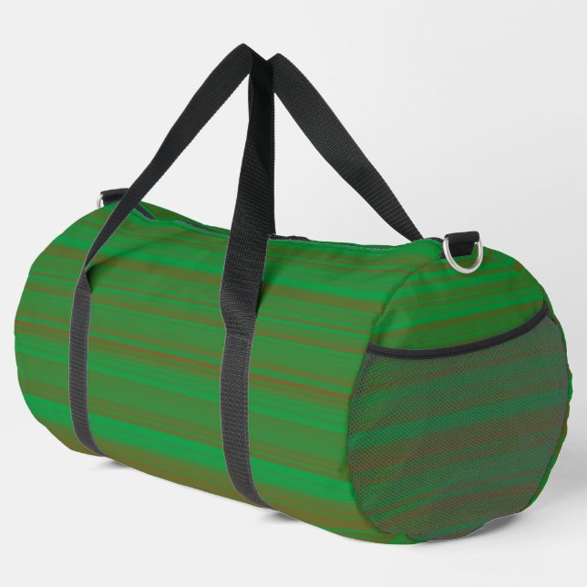 Green Brown Stripes Large Duffle Bag (Right Corner)