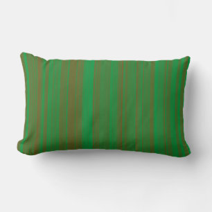 Green Brown Stripes Lumbar Pillow