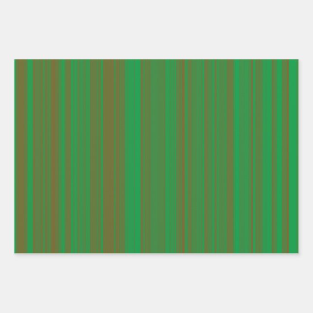 Green Brown Stripes Wrapping Paper Sheet (Front 2)