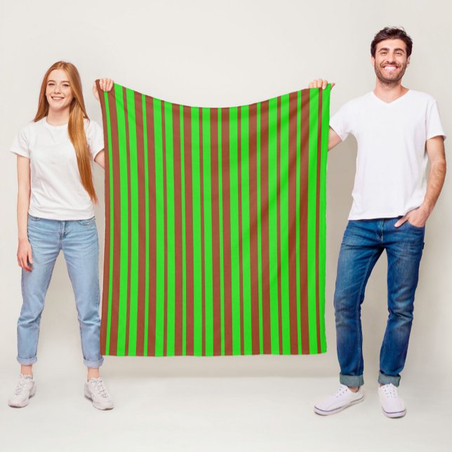 Green Brown Stylish Stripes Pattern Design  Fleece Blanket (Creator Uploaded)