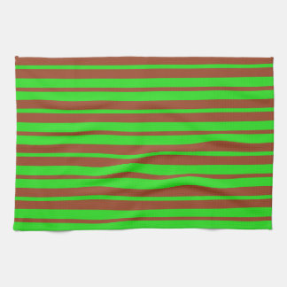 Green Brown Stylish Stripes Pattern Design Kitchen Towel