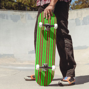 Green Brown Stylish Stripes Pattern Design  Skateboard