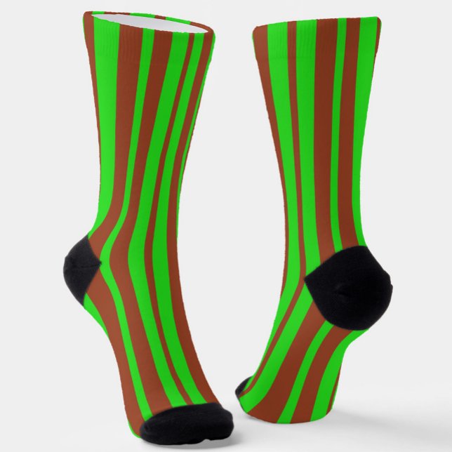 Green Brown Stylish Stripes Pattern Design  Socks (Creator Uploaded)