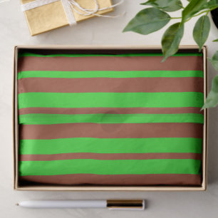 Green Brown Stylish Stripes Pattern Design Tissue Paper